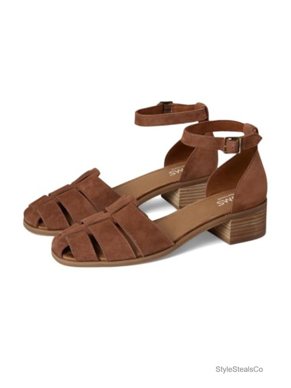 Suede Fisherman Block Heel Ankle Strap Sandals Padded Insole